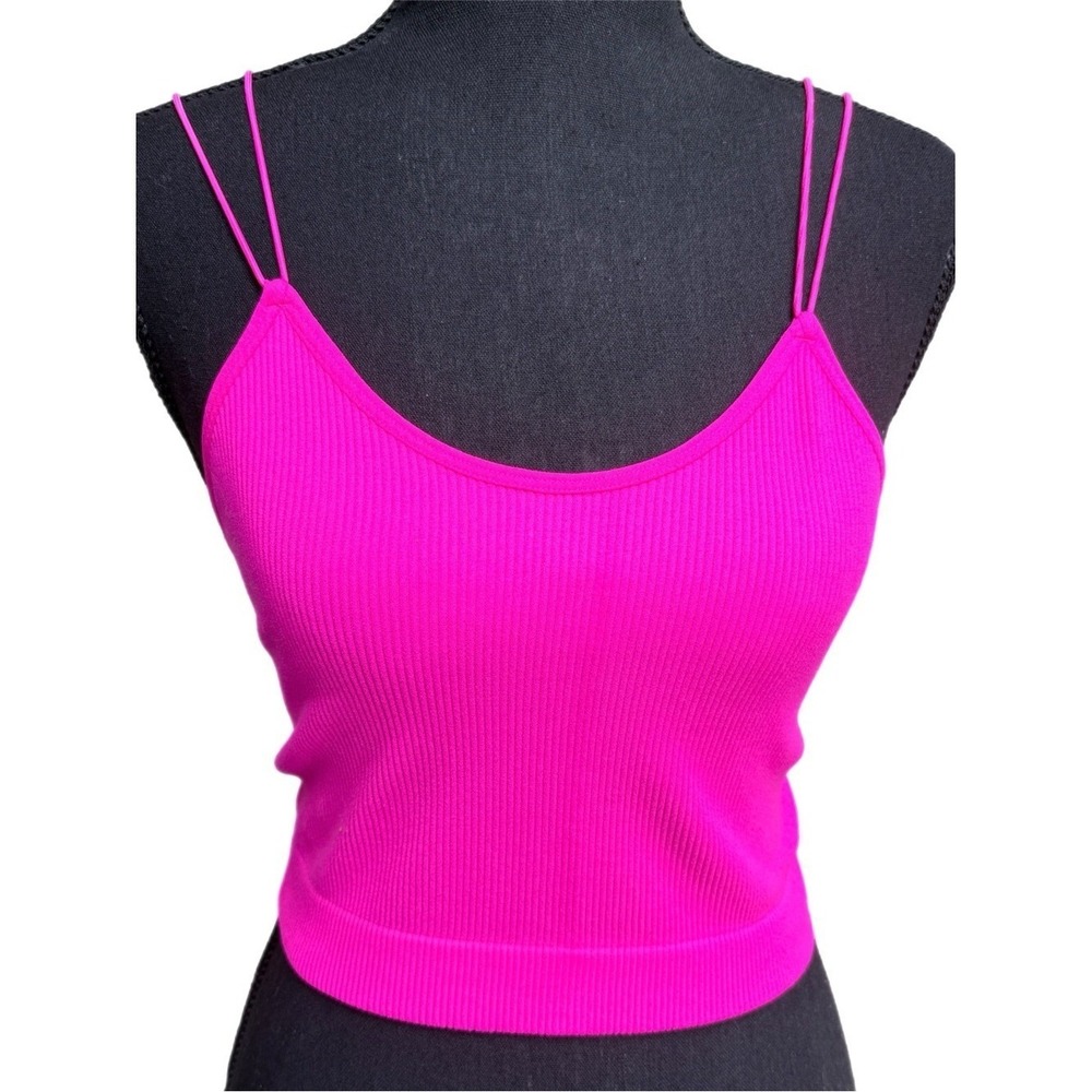 Zenana – Fuchsia Ribbed Double-Strap Brami Crop